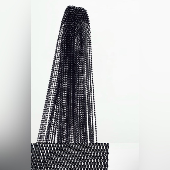 ZARA NEW WOMAN JEWEL WATERFALL DRESS WITH RHINESTONES SILVER - Picture 12 of 14